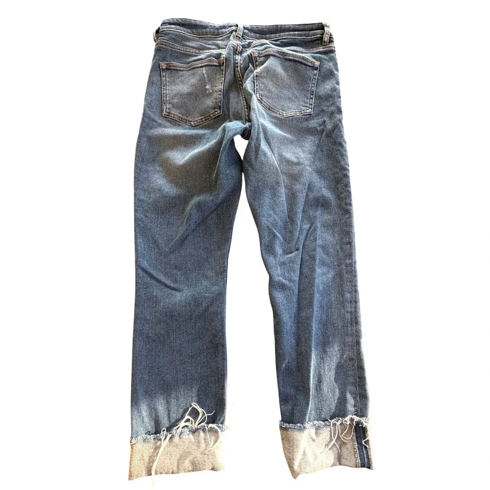 Anthro & Other Stories Stockholm Atelier Straight Leg Raw Hem Jeans Blue Sz 28